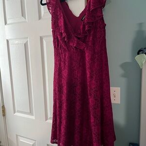 Torrid Burgundy Lace Ruffle Mini Dress